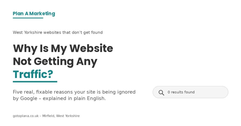 Why is my website not getting traffic — Plan A Marketing West Yorkshire