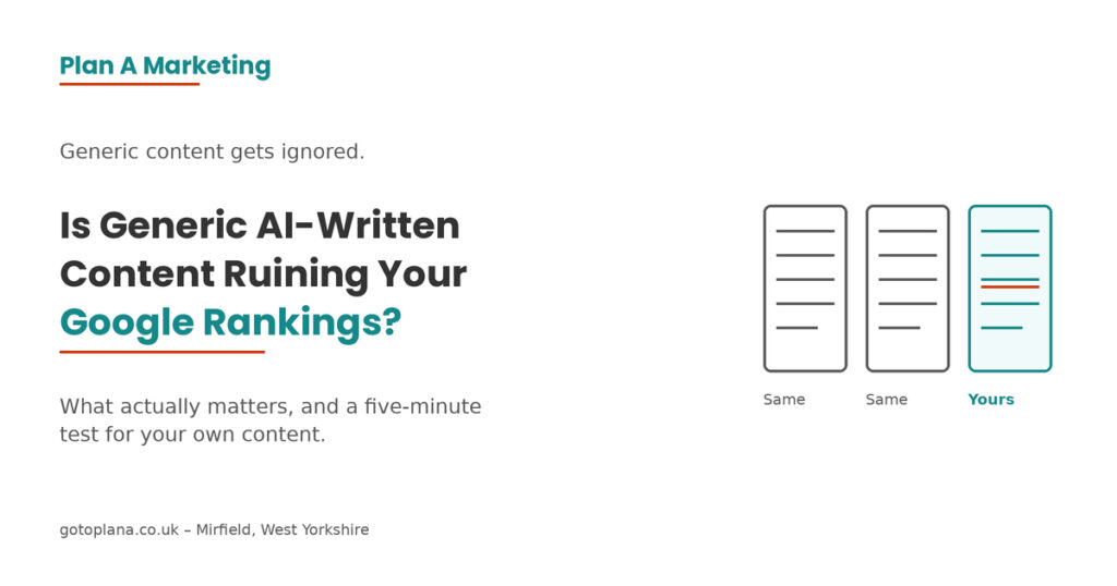 AI content impact on SEO — Plan A Marketing West Yorkshire